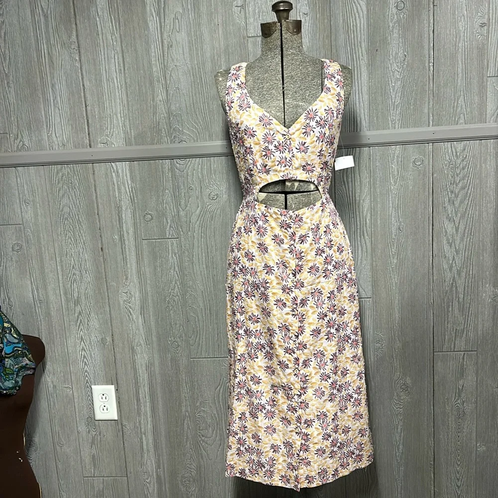 Joie Midi Dress Paige Gray Lilac Multi Print Size Small NWT - Picture 2 of 6